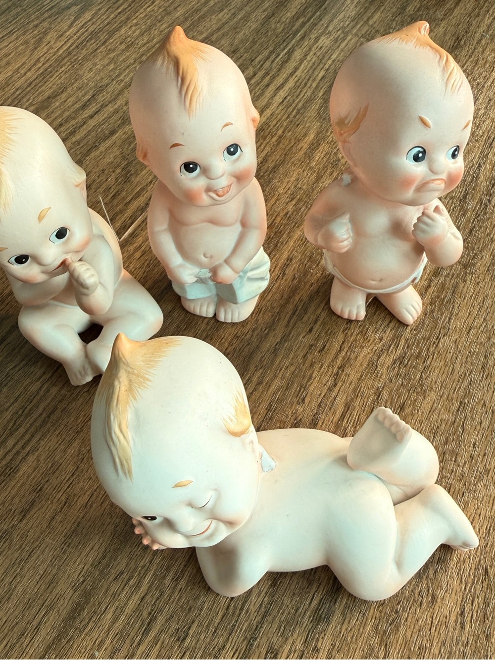 Vintage Bisque Kewpie Lot of 4 Lefton Stickers, Angry Fighting Baby & 3 others